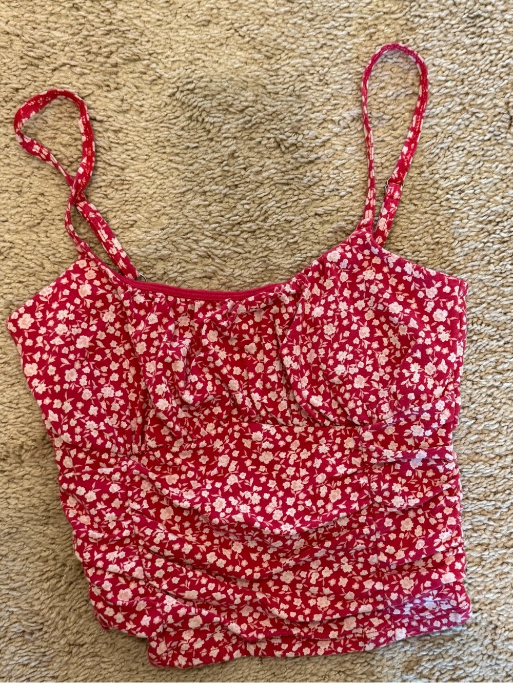 Hollister Women's Pink Floral Cami Top - Sleeveless Spaghetti Strap